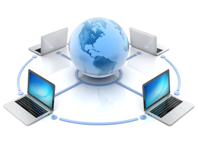 internet, global network, computers around globe